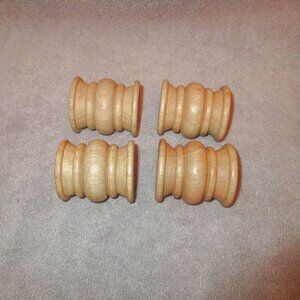 Vtg Hand Carved Wood Napkin Rings Set Of 4 Country Farmhouse MCM Rustic NEW